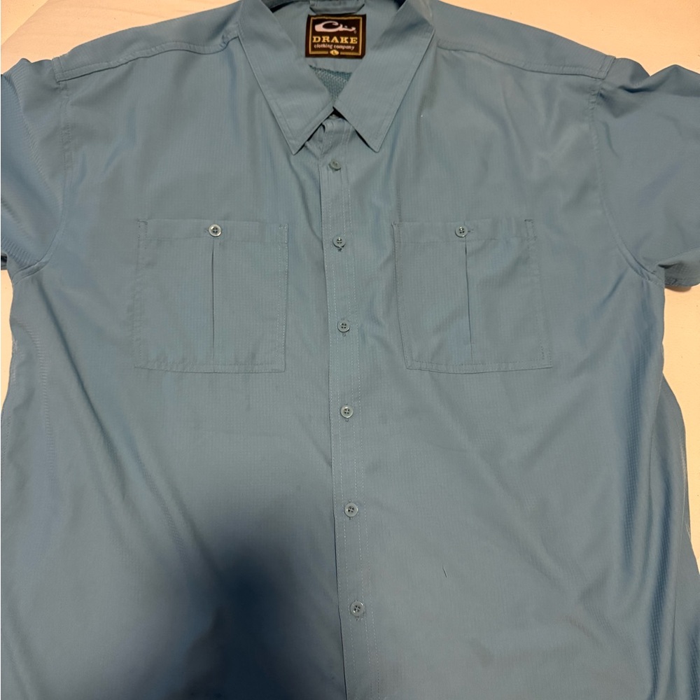 Drake Men's Casual Light Blue Button Down Shirt